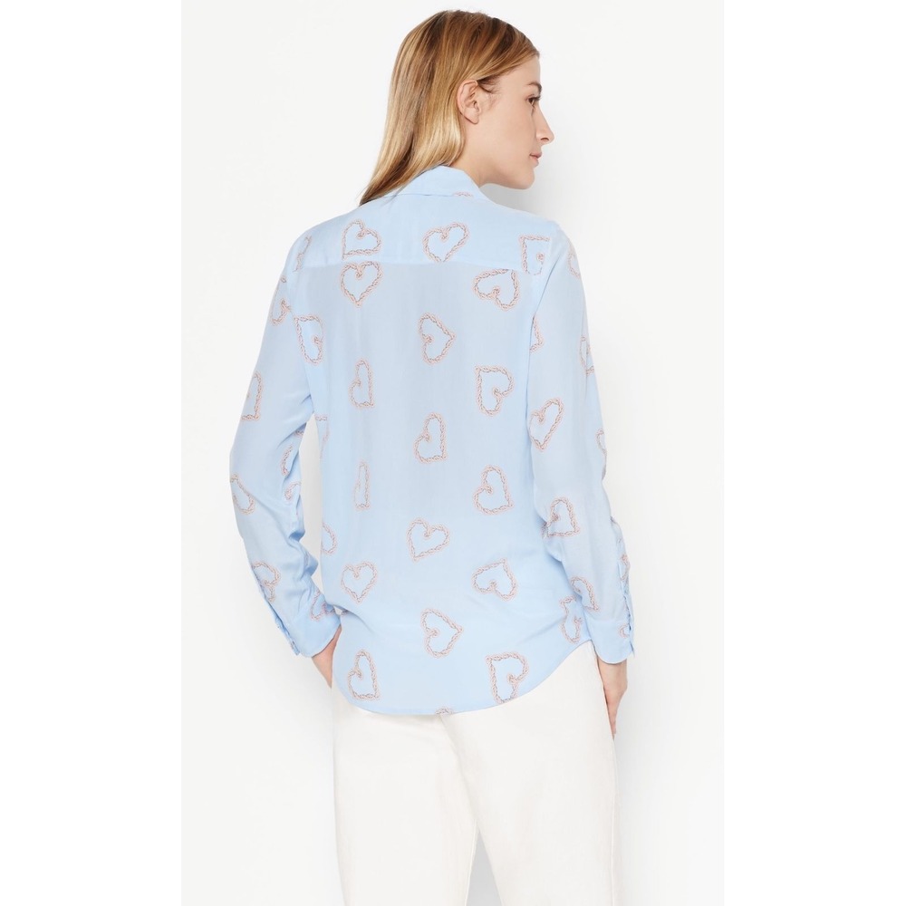 Equipment Brett 100% Silk Button Down Shirt Periwinkle Heart Print NWT S $258 - Picture 5 of 16